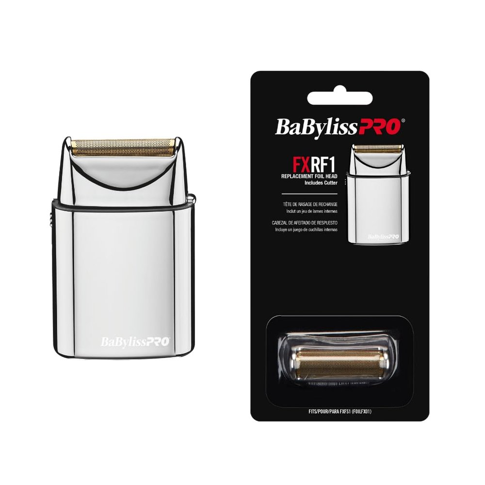 Bundle of BaBylissPRO Barberology Foil Shaver FXFS1 SILVERFX Professional High-Torque Shaver + BabylissPRO Barberology Professional FXFS1 SILVERFX Replacement Single Foil Shaver Head with 1 Cutter