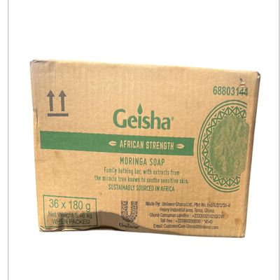 afrikaimports GEISHA LONG LASTING FAMILY BATHING BAR SOAP 36 bars soap (moringa soap 180g)