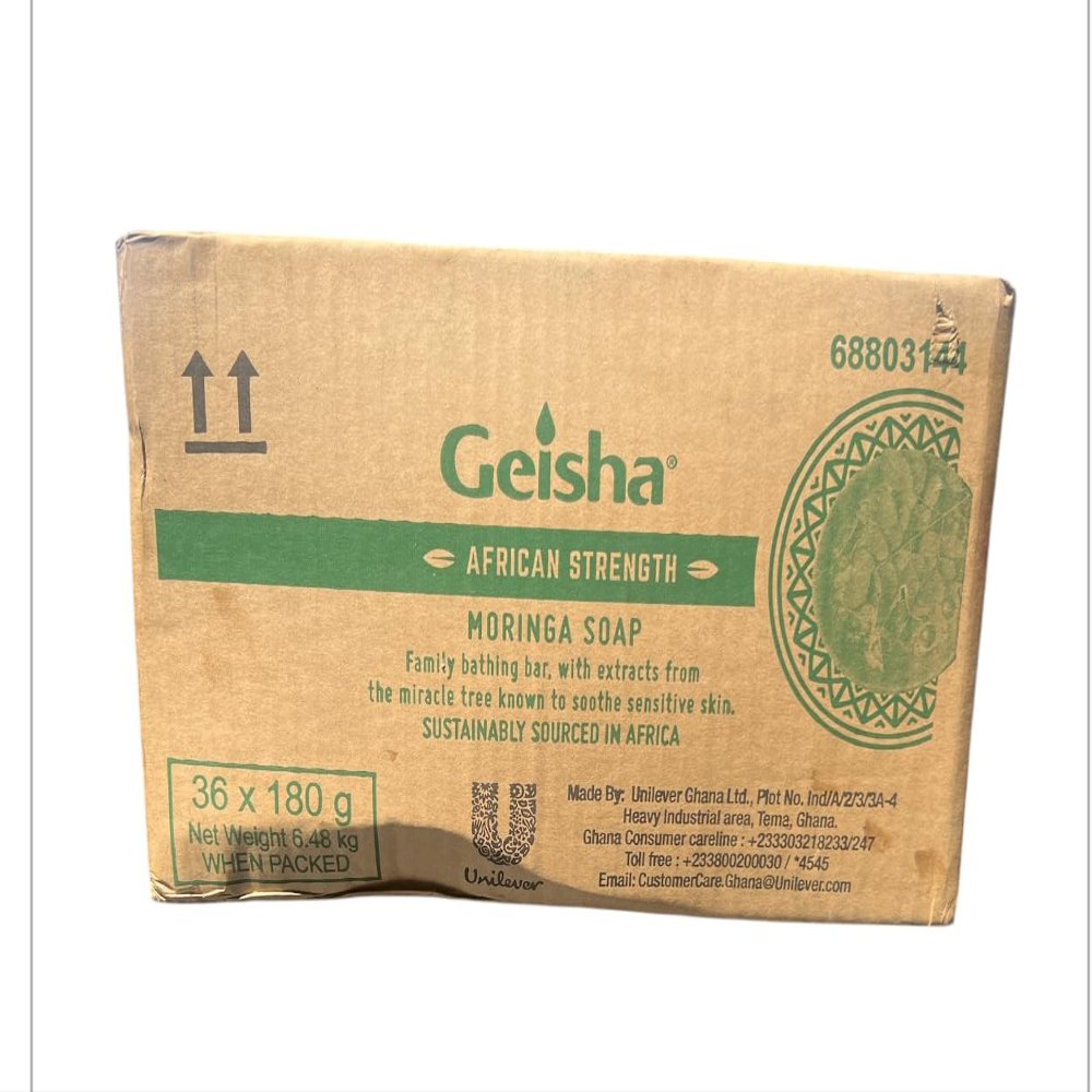 afrikaimports GEISHA LONG LASTING FAMILY BATHING BAR SOAP 36 bars soap (moringa soap 180g)