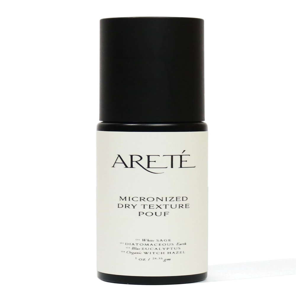 ARET Micronized Dry Texture Pouf, Dry Shampoo for Women Texture Powder, Volumizer, Refresher, and Scalp Treatment with Organic Witch Hazel, Blue Eucalyptus, White Sage, Made in USA, 1oz