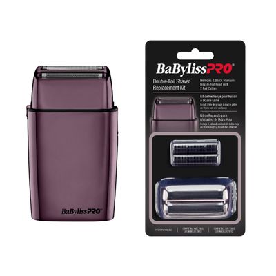 Bundle of FoilFX Cord/Cordless Metal Double Foil Shaver (Purple) + FoilFX Double Replacement Foil with Cutters (Purple)