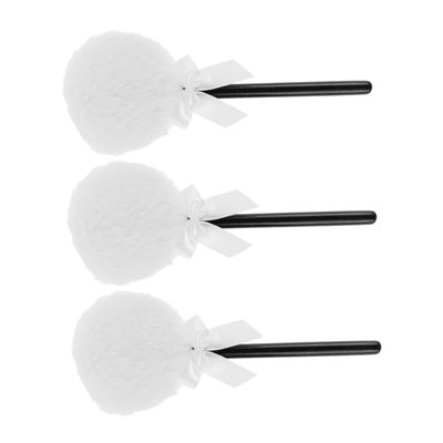 Beaupretty 3pcs Soft Long Bowknot Makeup Puff for Loose Powder Reusable Lollipop Handle Body and Face Powder Puff Comfortable Application for Beauty Routines
