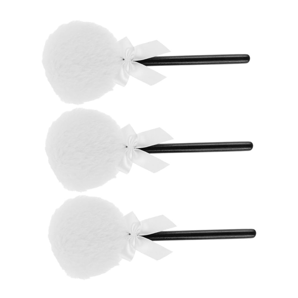 Beaupretty 3pcs Soft Long Bowknot Makeup Puff for Loose Powder Reusable Lollipop Handle Body and Face Powder Puff Comfortable Application for Beauty Routines