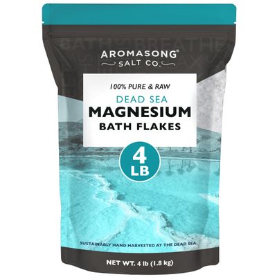 Aromasong Magnesium Flakes for Bath from The Dead Sea- 4 LB Resealable Pack Magnesium Chloride Flakes -Organic Bath Salt Relaxing Mineral Soak (Packaging May Vary)