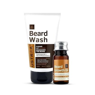 Beard Growth Oil with Redensyl and Natural Oils, 35ml, with SLS-free Beard Wash, 100ml