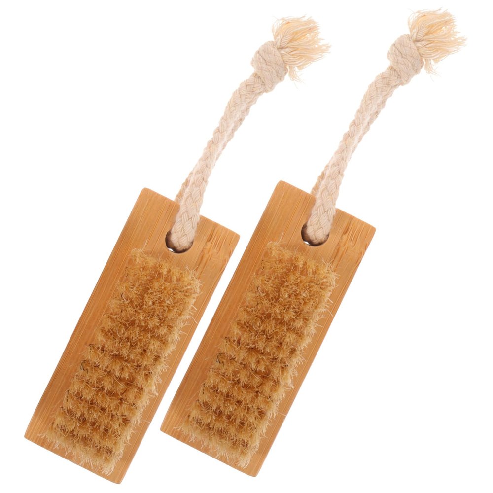 AUTSUPPL 2pcs Natural Bamboo Nail Cleaning Brush Set Double-Sided Fingernail Scrubbers for Manicure Supplies Portable Nail Cleaning Tools for Home and Salon Use