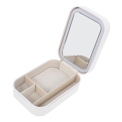 FRCOLOR Travel Makeup Organizer Lighted Mirror Compact Cosmetic Case for Outdoor Use Elegant Storage Box for Makeup Essentials and Jewelry Finish