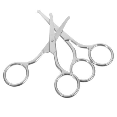 WOFASHPURET 2pcs Stainless Steel Eyebrow Trimming Scissors Round Head Nose Hair Removal for Women Men