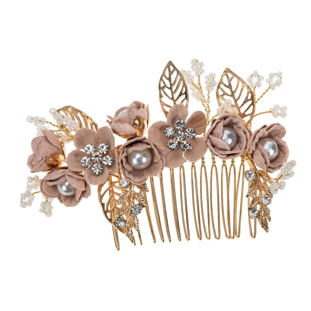 HONMEET Floral Hair Insert Comb for Bride Elegant Wedding Hair Side Comb Accessory Lightweight and Comfortable Unique Design for Stunning Bridal Look for Weddings and Special