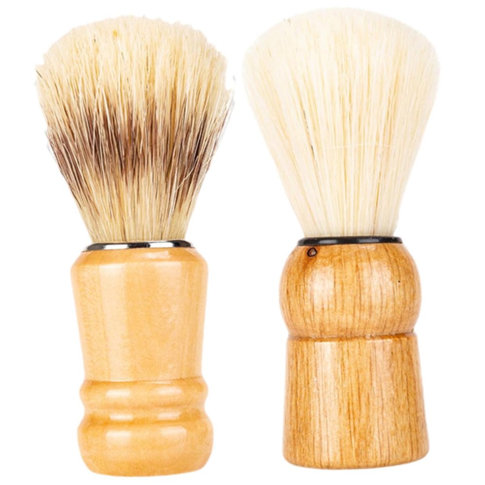 PLAFOPE 2Pcs Wood Handle Shaving Brush Durable Bristles for Beard Styling Father Day present for Men Brush for Grooming and Care