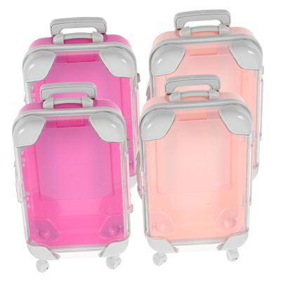 EXAOMBLE 4pcs Mini Makeup Suitcase Travel Case Portable Makeup Brush Holder Storage Compartments for Women Luggage Cosmetic Organizer for Travel and Outdoors