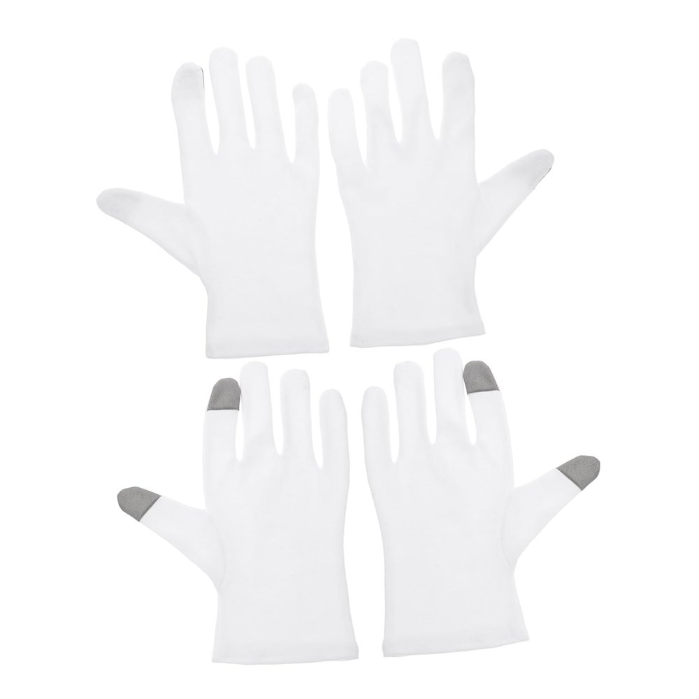 Beaupretty Cotton Sleeping Gloves 2 Pairs Touchscreen Moisturizing Cotton Gloves for Dry Hands Overnight Spa Hand Mask for Men and Women