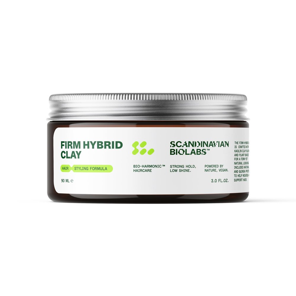 Scandinavian Biolabs Firm Hybrid Clay | Strong Hold, Semi-Matte Finish, Adds Texture & Volume, Water-Soluble, Plant-Based Formula, 90 mL/ 3 Oz