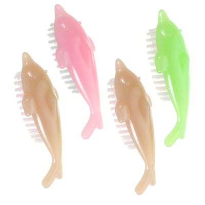 Baluue 4pcs Fingernail Cleaning Dolphin Brush Nail Brush Gentle Bristles for Manicure Portable for Home Use Random Color