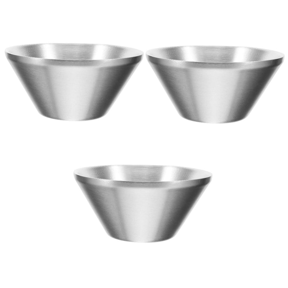 DEARMAMY 3pcs Portable Stainless Steel Shaving Bowl for Men Shaving Mug for Creating Easy to Clean Elegant Design for Home Use