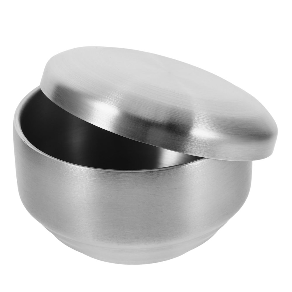 Beaupretty Men Stainless Steel Shaving Bowl Lid Shave Bowl Reusable Shaving Equipment Elegant Household Tool