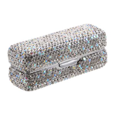BESTYASH Rhinestone Lipstick Case with Mirror Portable Travel Lip Gloss Holder Single Lipstick Storage Box for Makeup Organizer Lightweight Cosmetic Storage for Purse