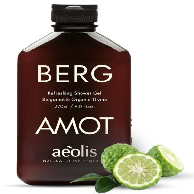 AEOLIS Refreshing Shower Gel with Bergamot & Thyme  Greek Olive Oil Shower Gel for Men & Women  Clean Beauty Body Cleanser  Natural Skincare from Greece  Invigorating Body Care 9.12 Fl Oz
