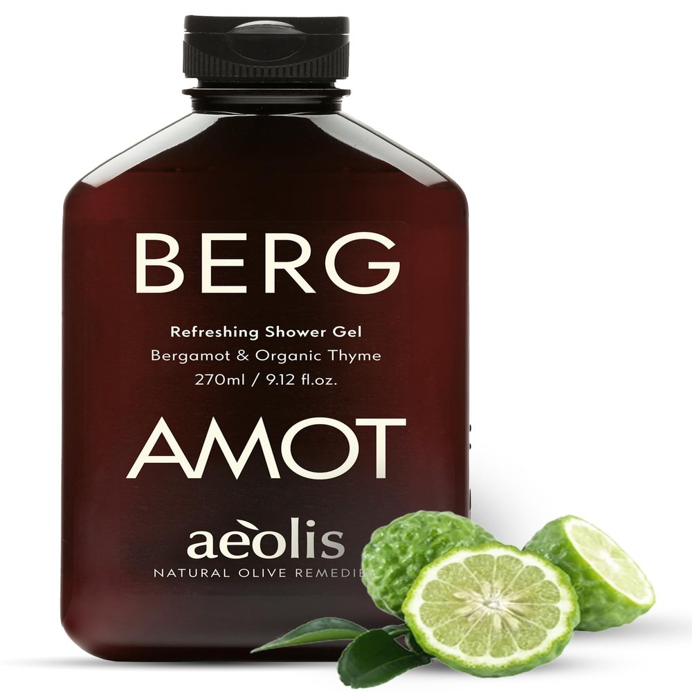 AEOLIS Refreshing Shower Gel with Bergamot & Thyme  Greek Olive Oil Shower Gel for Men & Women  Clean Beauty Body Cleanser  Natural Skincare from Greece  Invigorating Body Care 9.12 Fl Oz