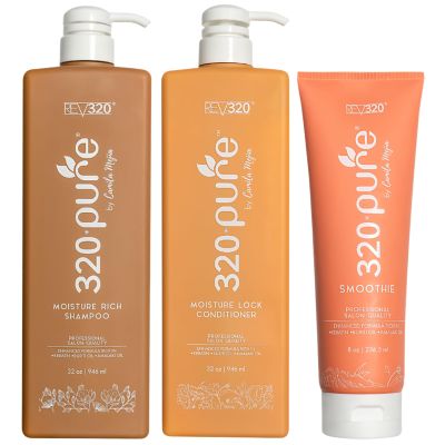 320Pure Complete Hydration Set - Smoothie 8oz Leave In Conditioner, Shampoo and Everyday Conditioner Set - Hydrating, Repairing, Sulfate-Free Hair Care for All Hair Types