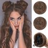 LPOCIKZADEC Messy bun Hair Piece, 2PCS Space Buns Mini Claw Clip in Hair Bun Extensions Messy Cat Ears Wig Accessory Synthetic Donut Updo Hairpieces for Girls,Hair bun Wig(Bright Golden Brown) view 3