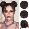 LPOCIKZADEC Messy bun Hair Piece, 2PCS Space Buns Mini Claw Clip in Hair Bun Extensions Messy Cat Ears Wig Accessory Synthetic Donut Updo Hairpieces for Girls,Hair bun Wig(Bright Golden Brown) view 4