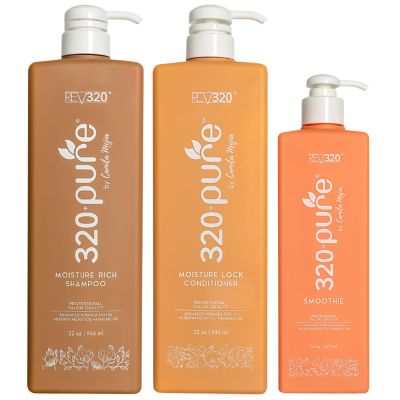 320Pure Complete Hydration Set - Smoothie 16oz Leave In Conditioner, Shampoo and Everyday Conditioner Set - Hydrating, Repairing, Sulfate-Free Hair Care for All Hair Types