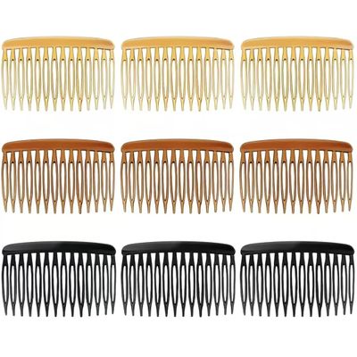 12Pcs 14 Teeth Hair Side Comb Transparent Twist French Vintage Style Hair Clips Pins Accessories for Women Bridal Long Curly, 3Color