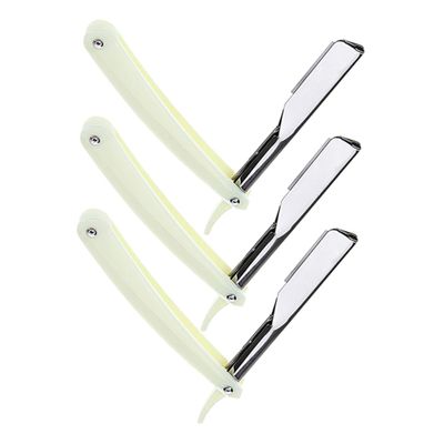 NIYANGLE 6pcs Vintage Manual Razor for Men Barber Blade Beard Shaver Eyebrow Trimmer White Handle Safe for Skin