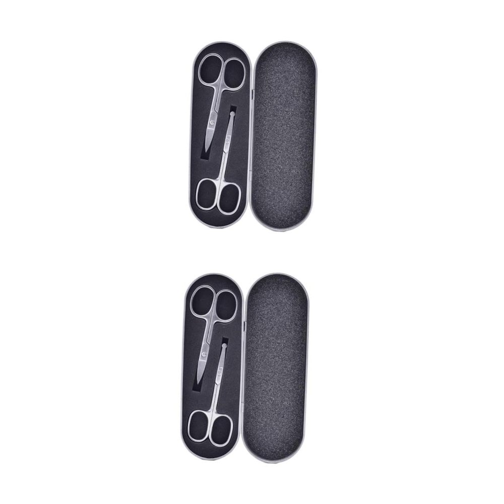 OATIPHO 4pcs Stainless Steel Eyebrow Scissors Eyebrow Trimmer Nose Hair Scissors Safe Tip Blades for Precision Trimming Essential Makeup Tool and Grooming