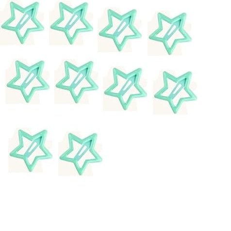 10-Piece Metal Snap Hair Clips for Girls, Toddlers, and Kids - Perfect for Fine Hair, Thick Hair, and More - Featuring Fun Star Designs (green b)