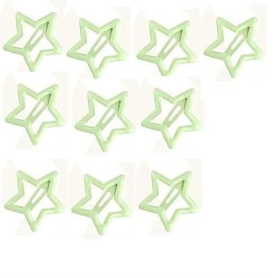 100-Piece Metal Snap Hair Clips for Girls, Toddlers, and Kids - Perfect for Fine Hair, Thick Hair, and More - Featuring Fun Star Designs (green b)