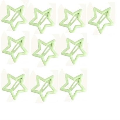 100-Piece Metal Snap Hair Clips for Girls, Toddlers, and Kids - Perfect for Fine Hair, Thick Hair, and More - Featuring Fun Star Designs (green b)