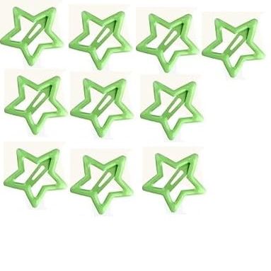 100-Piece Metal Snap Hair Clips for Girls, Toddlers, and Kids - Perfect for Fine Hair, Thick Hair, and More - Featuring Fun Star Designs (green)