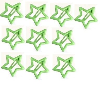 100-Piece Metal Snap Hair Clips for Girls, Toddlers, and Kids - Perfect for Fine Hair, Thick Hair, and More - Featuring Fun Star Designs (green)