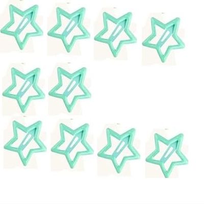 100-Piece Metal Snap Hair Clips for Girls, Toddlers, and Kids - Perfect for Fine Hair, Thick Hair, and More - Featuring Fun Star Designs (green a)