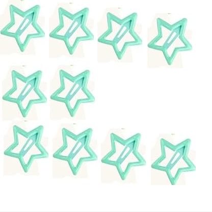 100-Piece Metal Snap Hair Clips for Girls, Toddlers, and Kids - Perfect for Fine Hair, Thick Hair, and More - Featuring Fun Star Designs (green a)