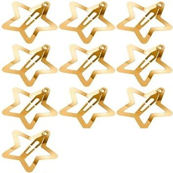 100-Piece Metal Snap Hair Clips for Girls, Toddlers, and Kids - Perfect for Fine Hair, Thick Hair, and More - Featuring Fun Star Designs (yellow a)