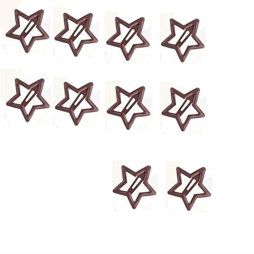 100-Piece Metal Snap Hair Clips for Girls, Toddlers, and Kids - Perfect for Fine Hair, Thick Hair, and More - Featuring Fun Star Designs (brown)