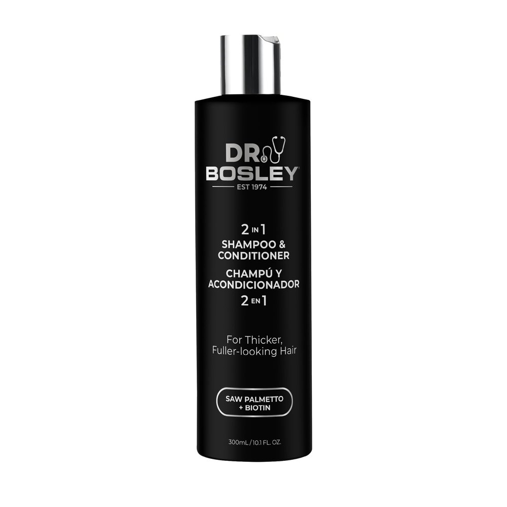 Dr. Bosley 2-in-1 Shampoo & Conditioner Biotin & Saw Palmetto Sulfate-Free Thickening Formula for Thicker, Fuller-Looking Hair Strengthens & Volumizes 10.1 fl oz