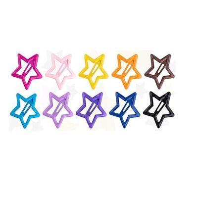 100-Piece Metal Snap Hair Clips for Girls, Toddlers, and Kids - Perfect for Fine Hair, Thick Hair, and More - Featuring Fun Star Designs (Multicolor D)