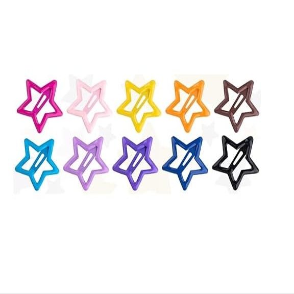 100-Piece Metal Snap Hair Clips for Girls, Toddlers, and Kids - Perfect for Fine Hair, Thick Hair, and More - Featuring Fun Star Designs (Multicolor D)