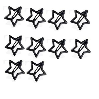 100-Piece Metal Snap Hair Clips for Girls, Toddlers, and Kids - Perfect for Fine Hair, Thick Hair, and More - Featuring Fun Star Designs (black)