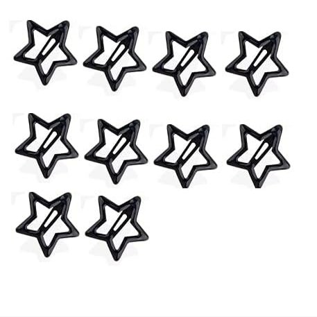 100-Piece Metal Snap Hair Clips for Girls, Toddlers, and Kids - Perfect for Fine Hair, Thick Hair, and More - Featuring Fun Star Designs (black)