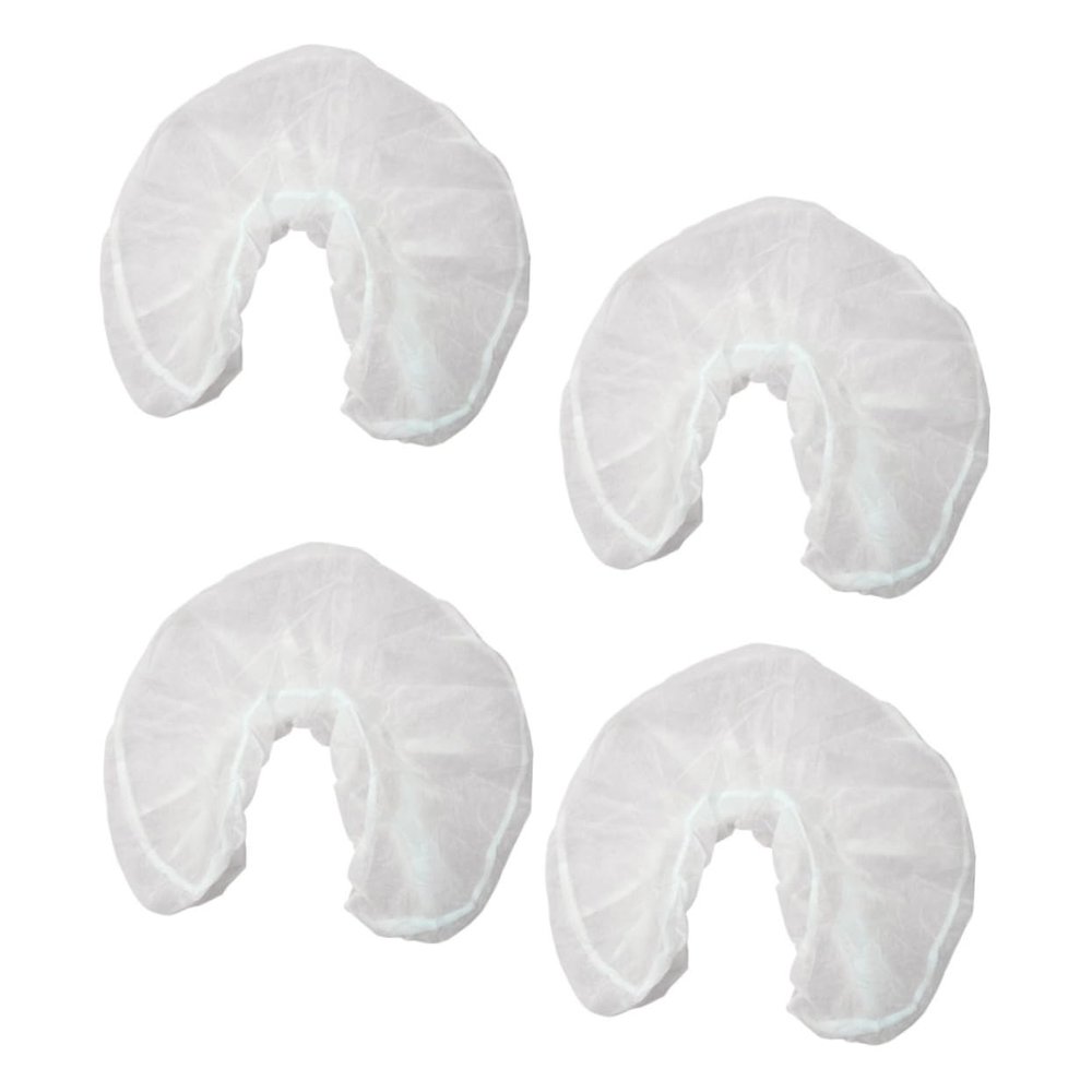 ABOOFAN 50pcs Non-Woven U-Shaped Pillowcase Cushion Travel Pillowcase Bulk Bolster Headrest Covers Massage Bed Pillow Cover Neck Pillow Cover Headrest Pillowcase Table Headrest Cover White