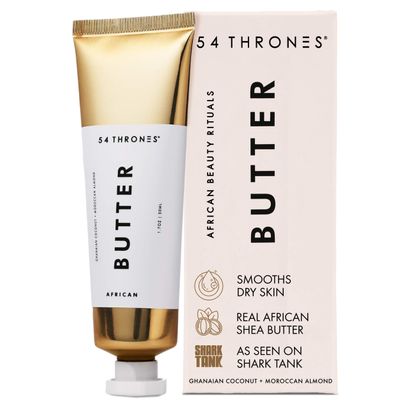 54 Thrones African Beauty Shea Butter, Intensive Dry Skin Support, Moisturizing Body Butter for Women & Men, Moisturizing Body Cream, Locks in Moisture, Ghanaian Coconut + Moroccan Almond, 1.7 oz