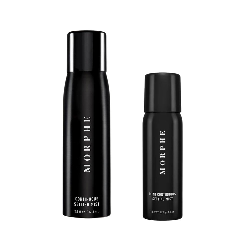 Morphe Continuous Setting Spray for Makeup with a Radiant Finish (2.8 Fl oz) + Morphe Mini Continuous Setting Spray (1.3 oz)