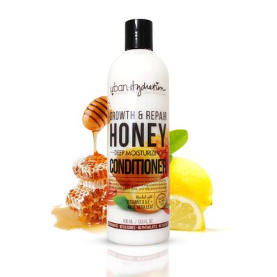 Urban Hydration Honey & Lemon Growth & Repair Deep Moisturizing Conditioner -Strengthens, Hydrates, Controls Frizz & Enhances Shine - Sulfate & Paraben Free - Safe for All Hair Types, 13.5 FL Oz