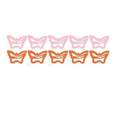 10-Pack Butterfly Hair Clips Non-Slip Snap Barrettes for Girls, Women, Toddlers - 1.2 Inch (pink/orange)