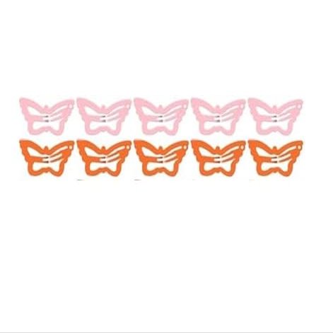 10-Pack Butterfly Hair Clips Non-Slip Snap Barrettes for Girls, Women, Toddlers - 1.2 Inch (pink/orange)